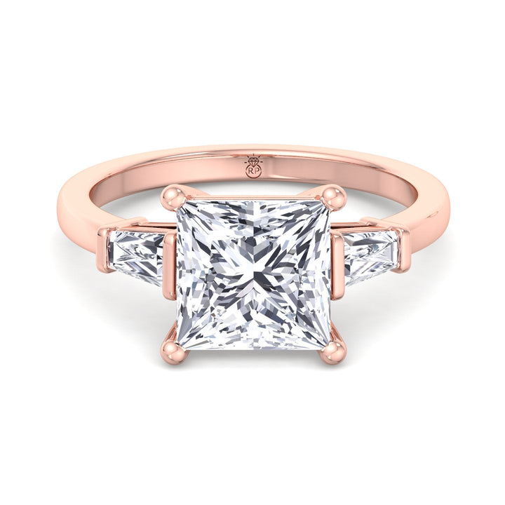 Princess Cut Engagement Ring With Tapered Baguette Sidestones