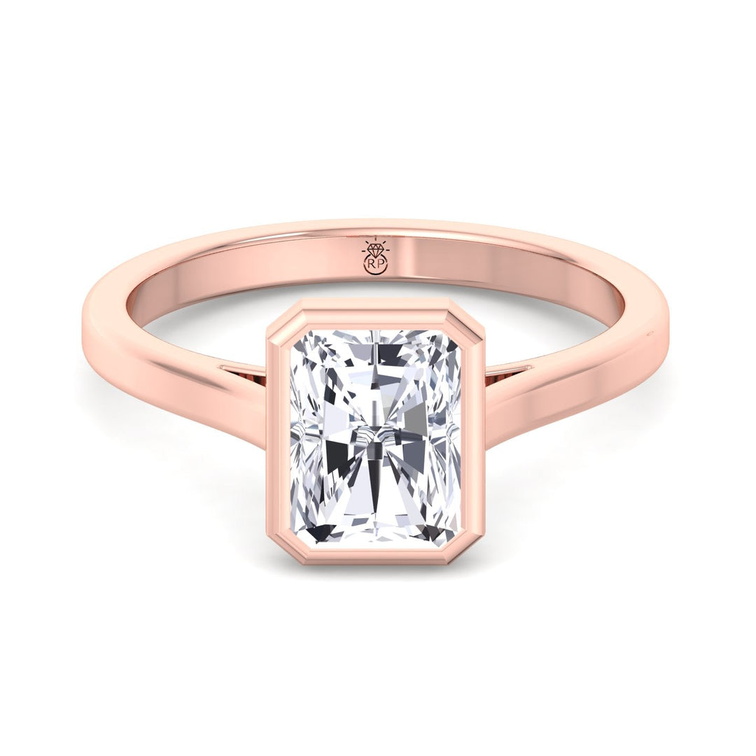 Radiant Cut Solitaire Engagement Ring Bezel Set