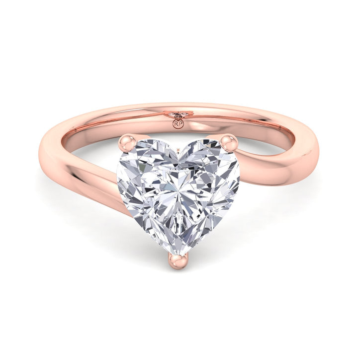 Heart Shape Twist Band Solitaire Engagement Ring