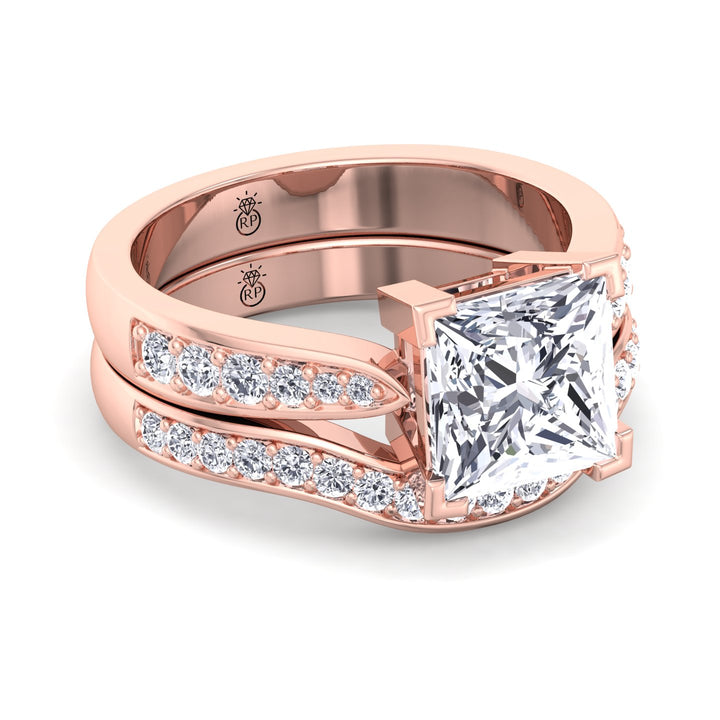 Channel Set Pave Wedding Band with Curve (.65CT)
