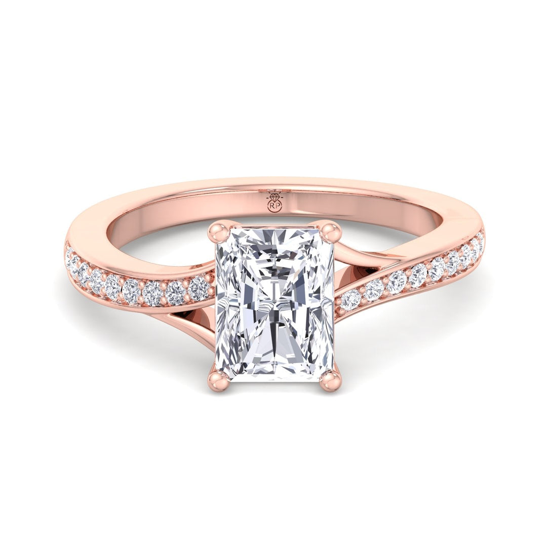 Radiant Cut Engagement Ring With Sidestones