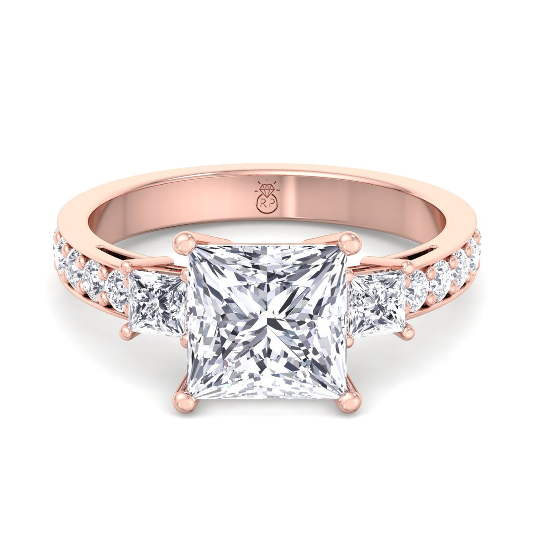 Princess Cut Engagement Ring with Sidestones