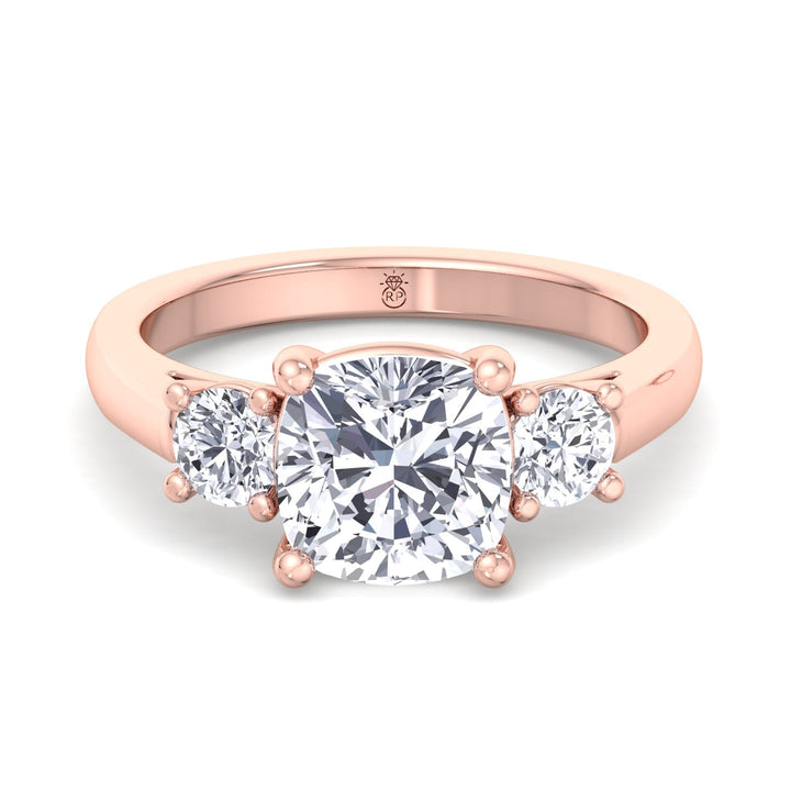 Cushion Cut   Engagement Ring With Round Sidestones