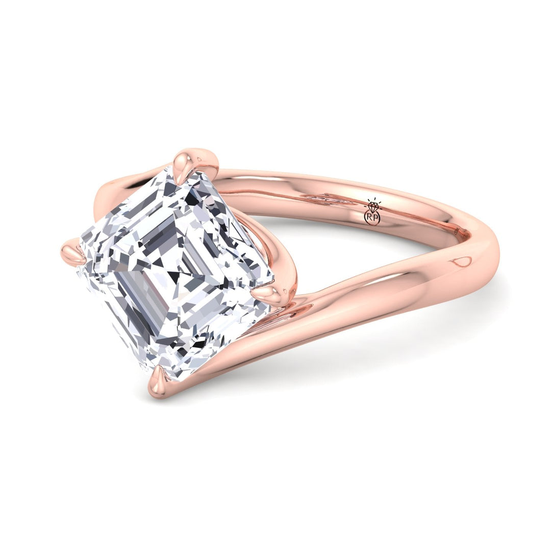 Asscher Cut Twisted Band Solitaire Engagement Ring