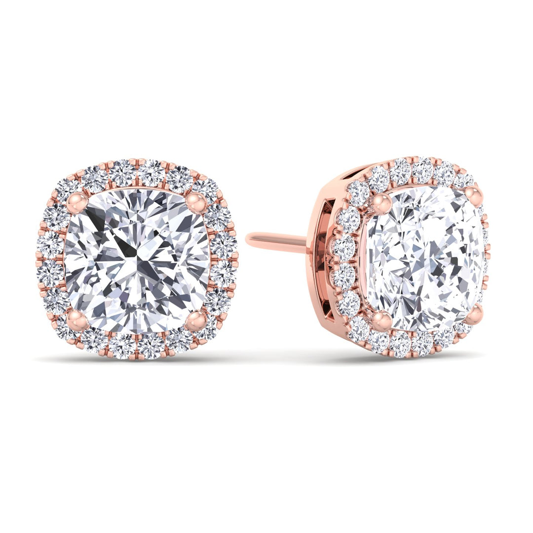 Cushion Cut Halo Studs