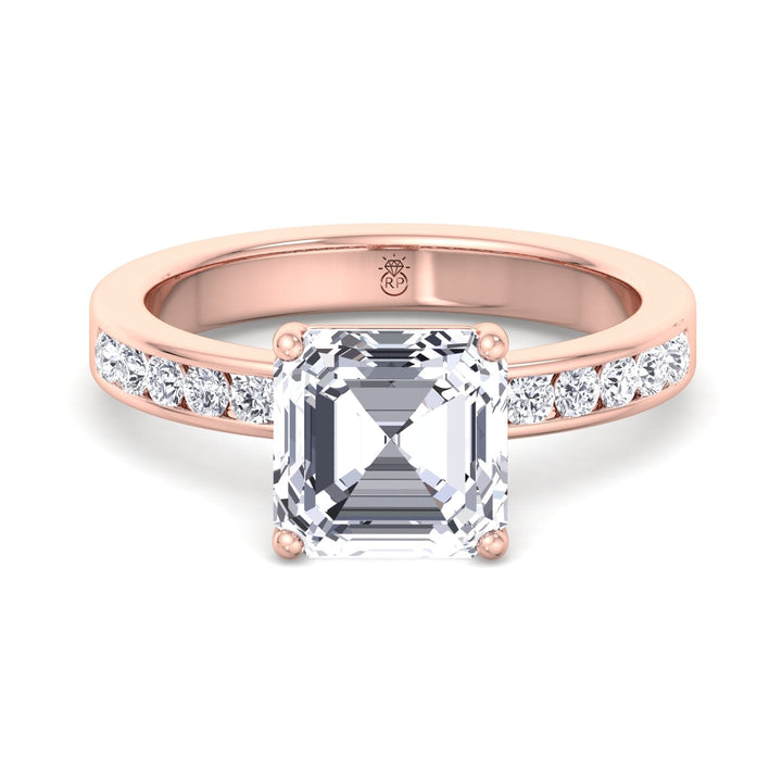 Asscher Cut Engagement Ring With Channel Set Sidestones