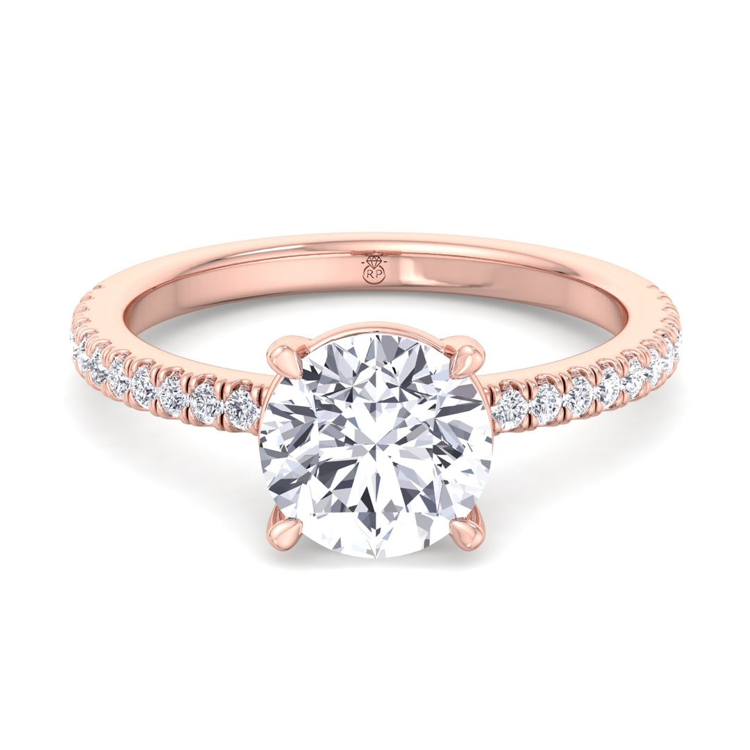 Round Cut   Engagement Ring with Sidestones