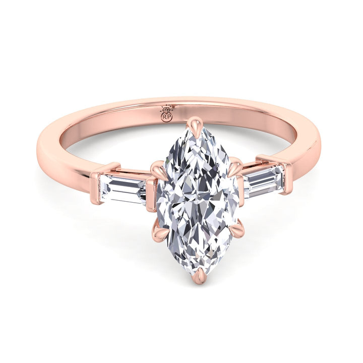 Marquise Cut Engagement Ring With Baguette Sidestones