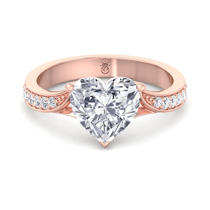 Heart Shape Engagement Ring With Detailed Band