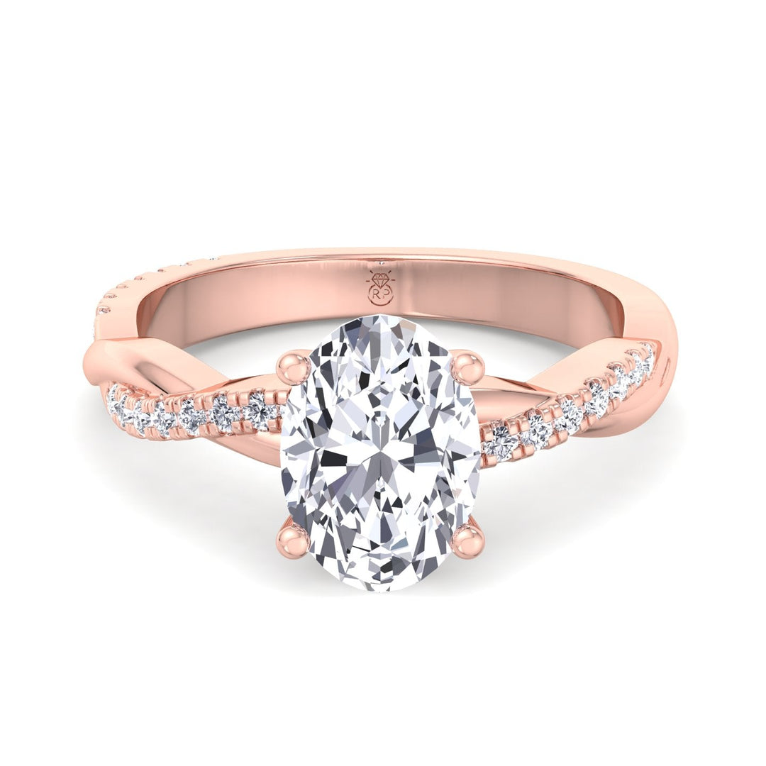 Oval Cut Engagement Ring with Twisted Band