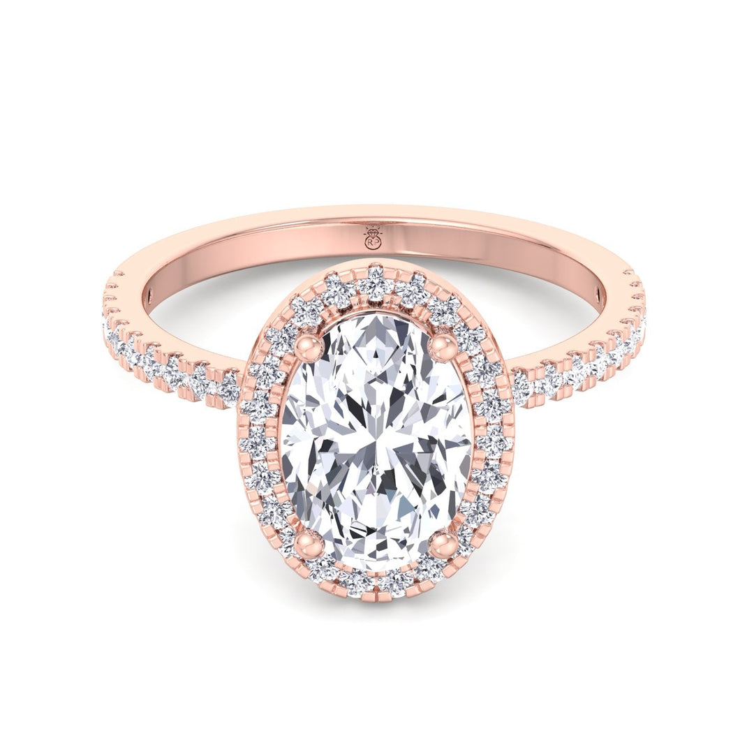 Maui - Oval Cut Halo Engagement Ring With Pavé Band