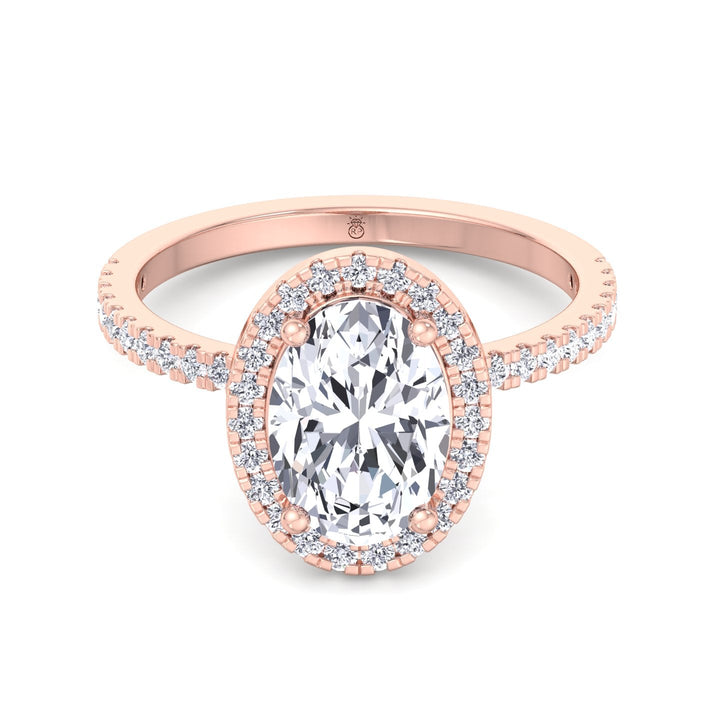 Maui - Oval Cut Halo Engagement Ring With Pavé Band