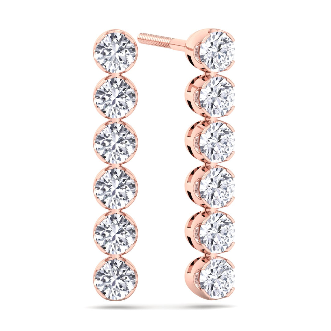 Round Cut Tennis Drop Earrings