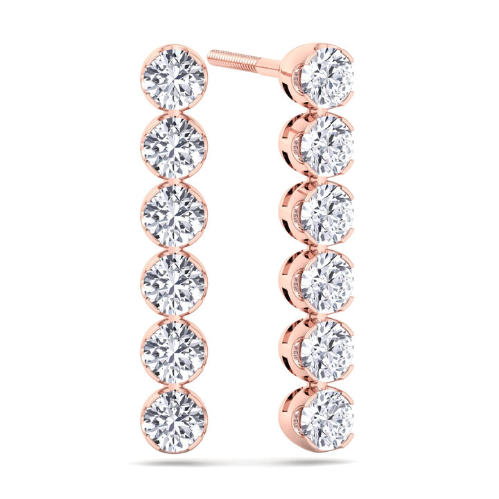 Round Cut Tennis Drop Earrings
