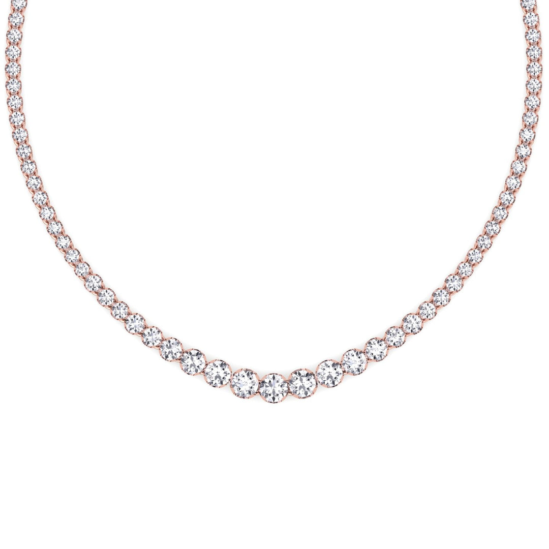 10 Carat Graduated Illusion Set Tennis Necklace Solid Gold