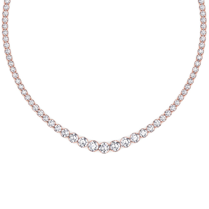 10 Carat Graduated Illusion Set Tennis Necklace Solid Gold