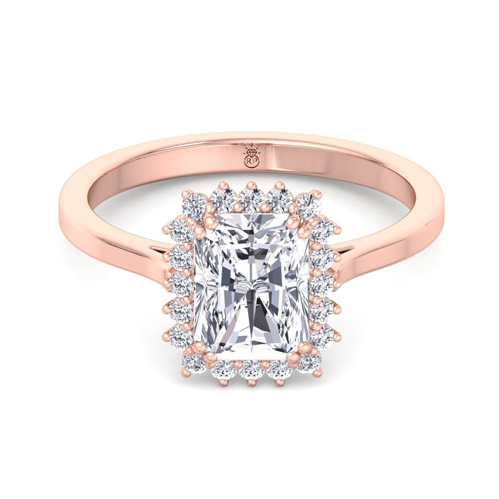 Radiant Cut Flower Halo Engagement Ring