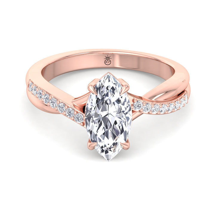 Marquise Cut Engagement Ring With Pavé Twist Band