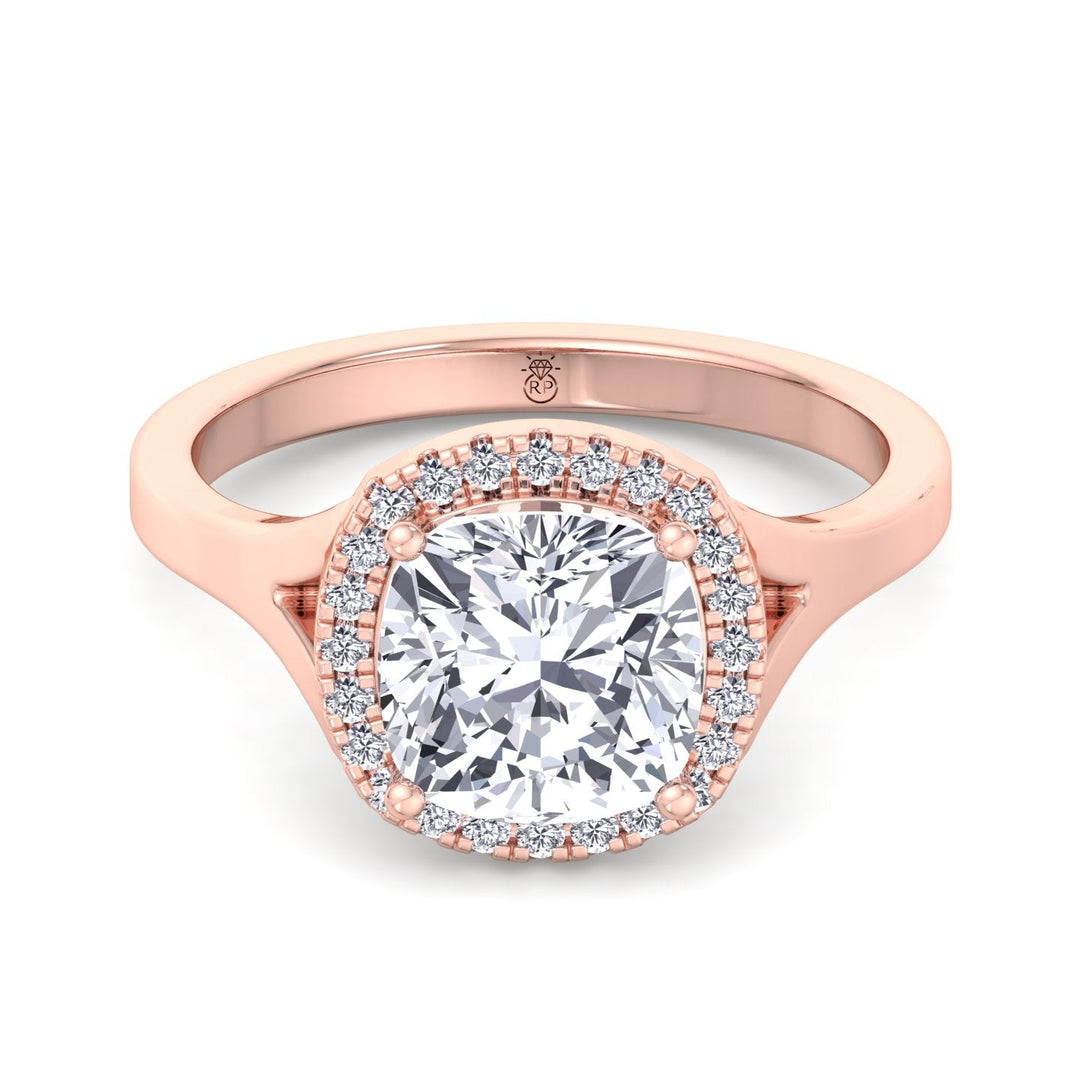 Cushion Cut Solitaire Engagement Ring With Halo