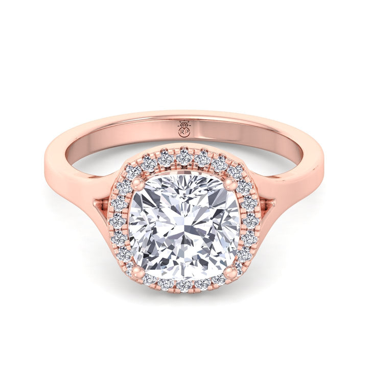 Cushion Cut Solitaire Engagement Ring With Halo