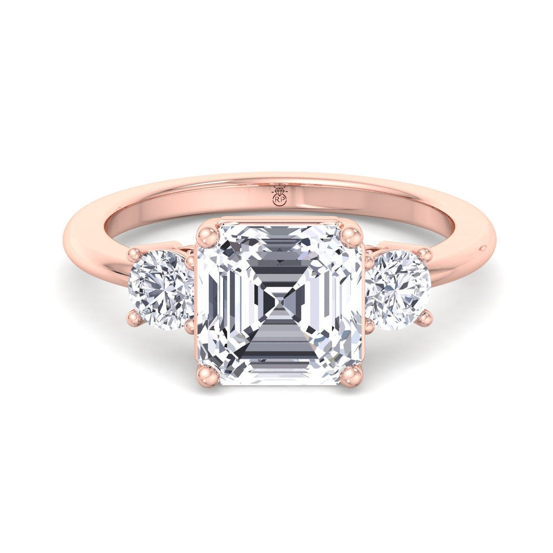 Asscher Cut Engagement Ring With Round Sidestones