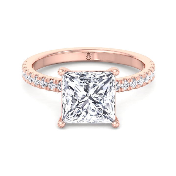 Princess Cut Engagement Ring With Pavé Band
