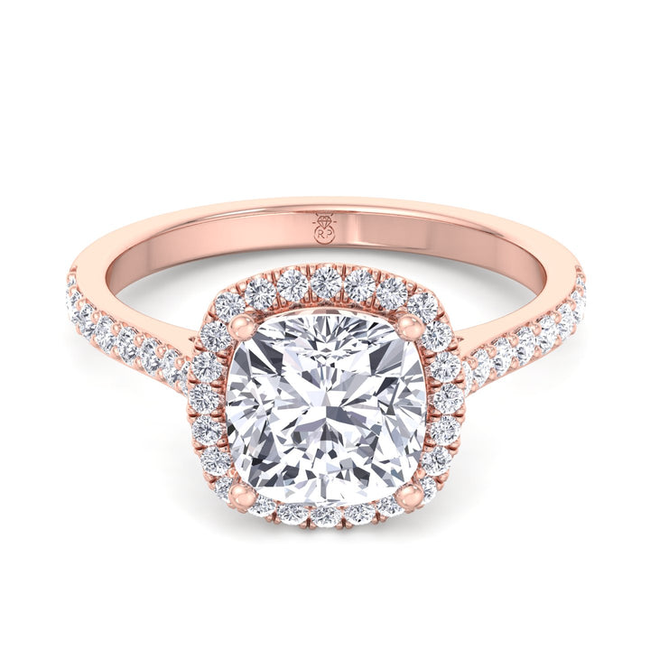 Cushion Cut   Halo Engagement Ring with Sidestones