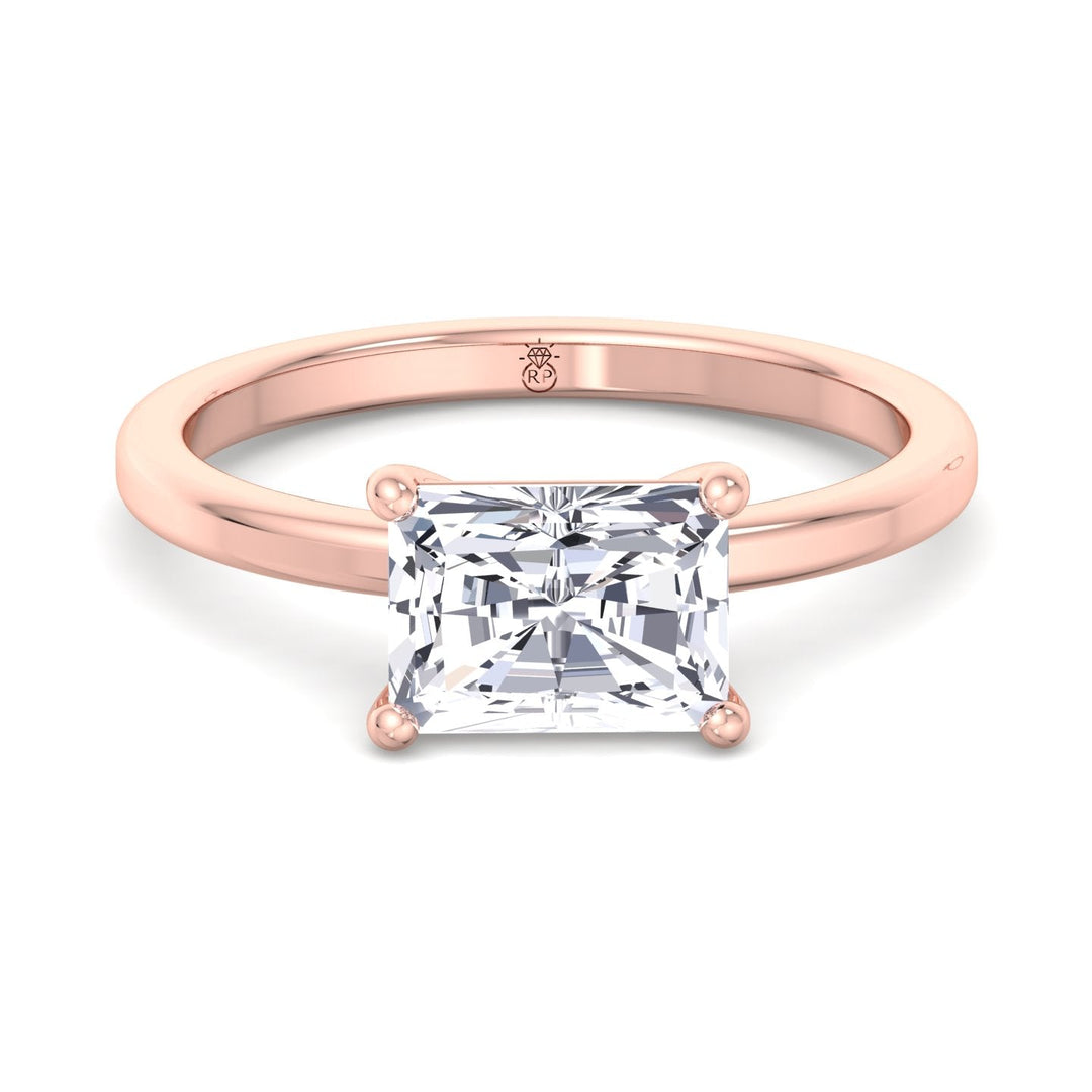 Radiant Cut Solitaire Engagement East West