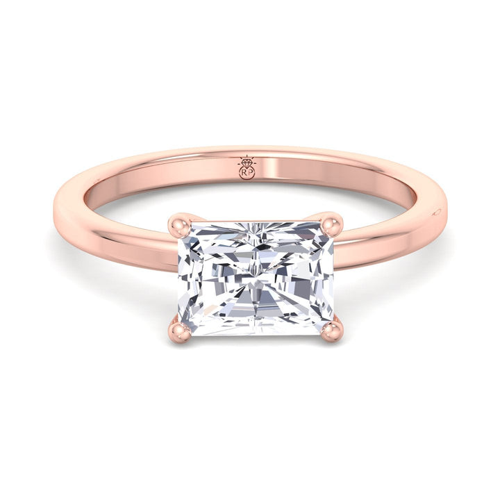Radiant Cut Solitaire Engagement East West