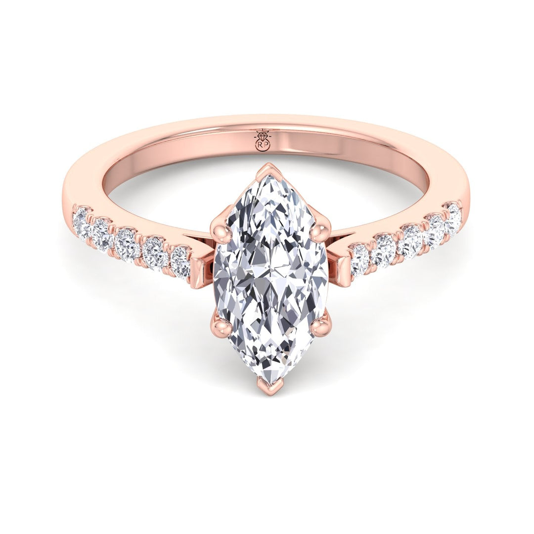 Marquise Cut Engagement Ring 6 Prongs With Sidestones