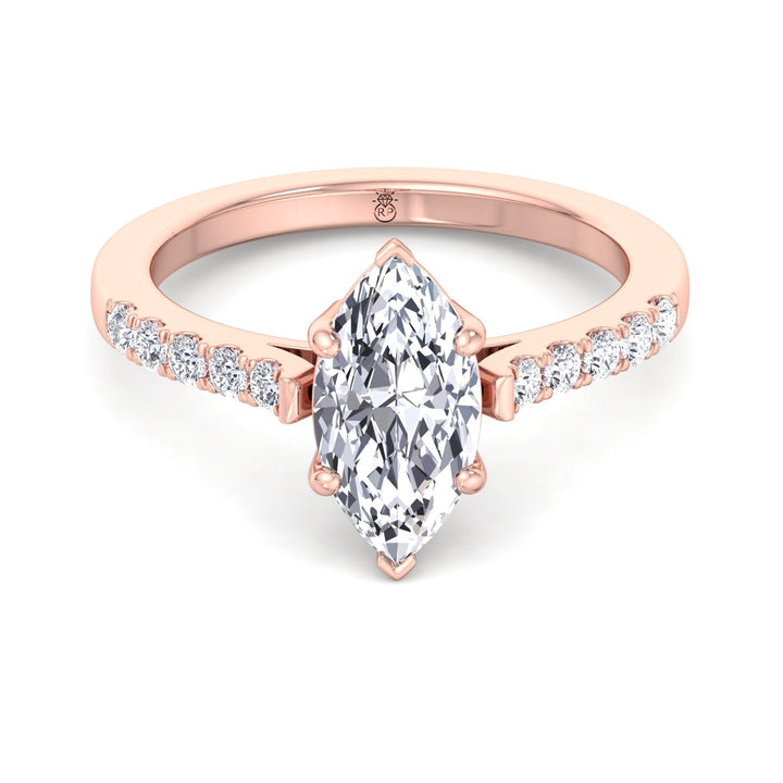 Marquise Cut Engagement Ring 6 Prongs With Sidestones