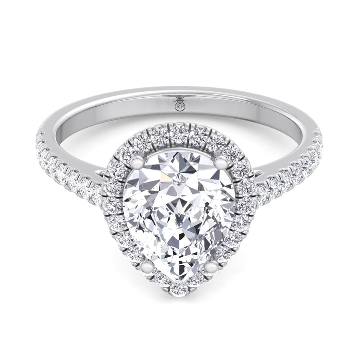 Pear Shape Halo   Engagement Ring with Sidestones