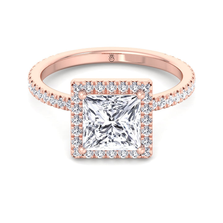 Princess Cut Engagement Ring With Pavé Sidestones &amp; Halo