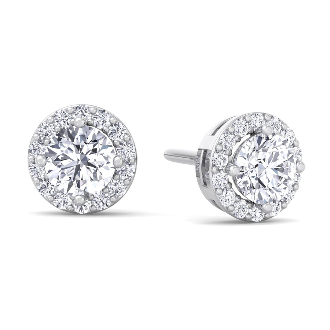 Round Cut Halo Studs