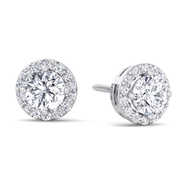 Round Cut Halo Studs