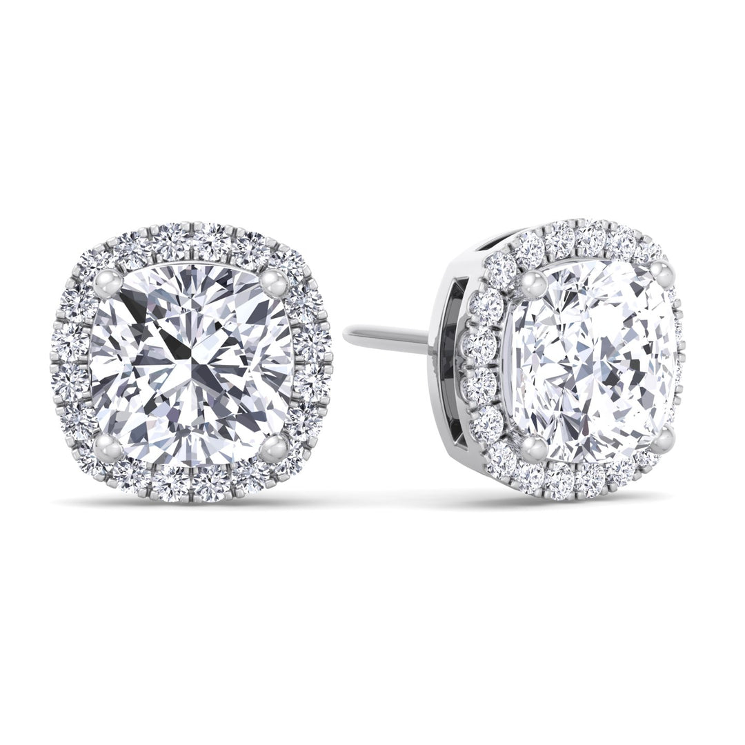 Cushion Cut Halo Studs
