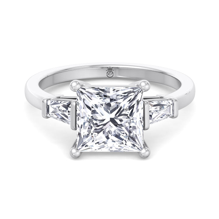 Princess Cut Engagement Ring With Tapered Baguette Sidestones