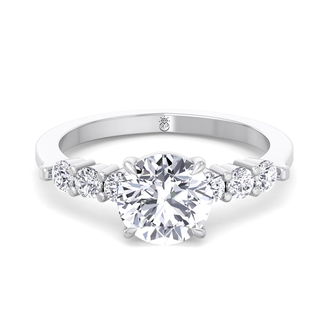 Round Cut Engagement Ring with Sidestones