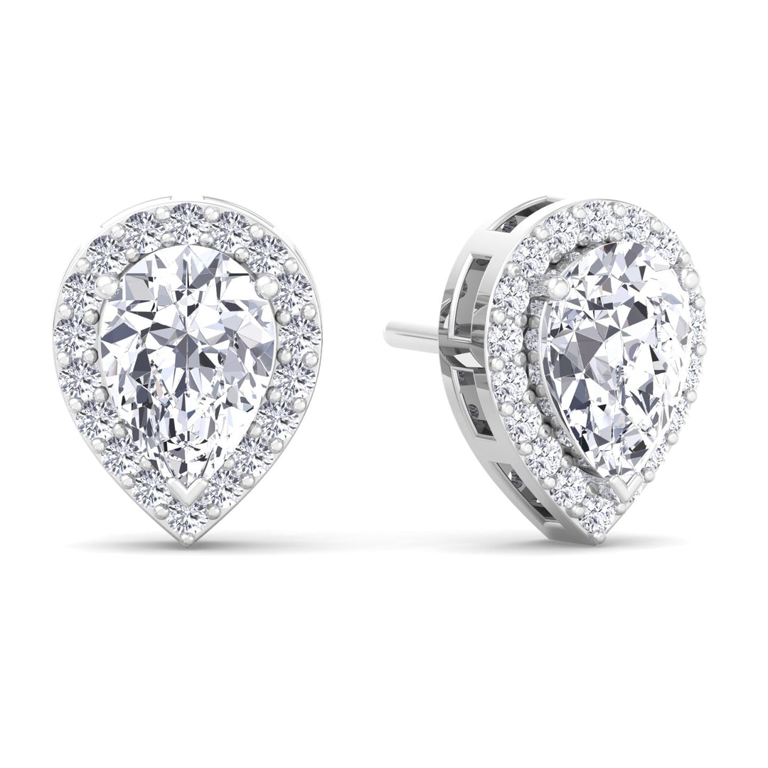 Pear Shape Halo Studs