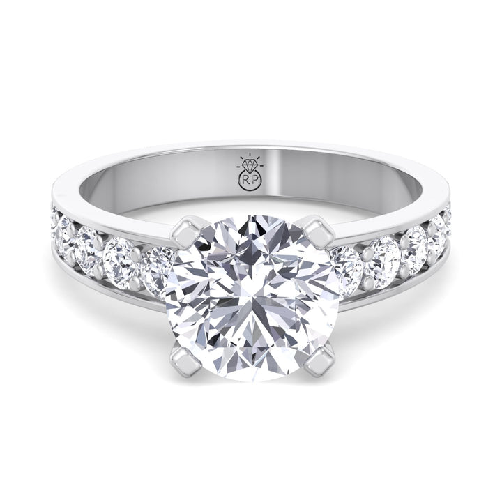 Round Cut Engagement Ring with Sidestones