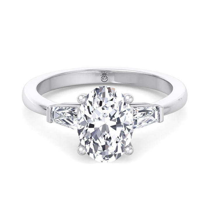 Oval Cut Engagement Ring with Tapered Baguette Side Stones