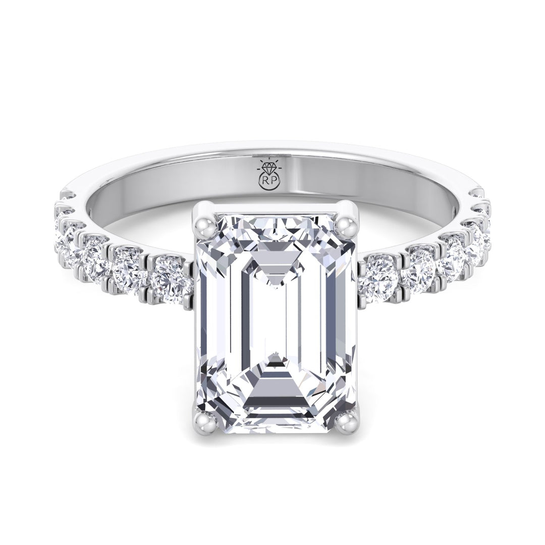 Emerald Cut Engagement Ring with Sidestones