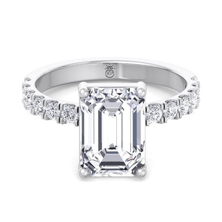 Emerald Cut Engagement Ring with Sidestones