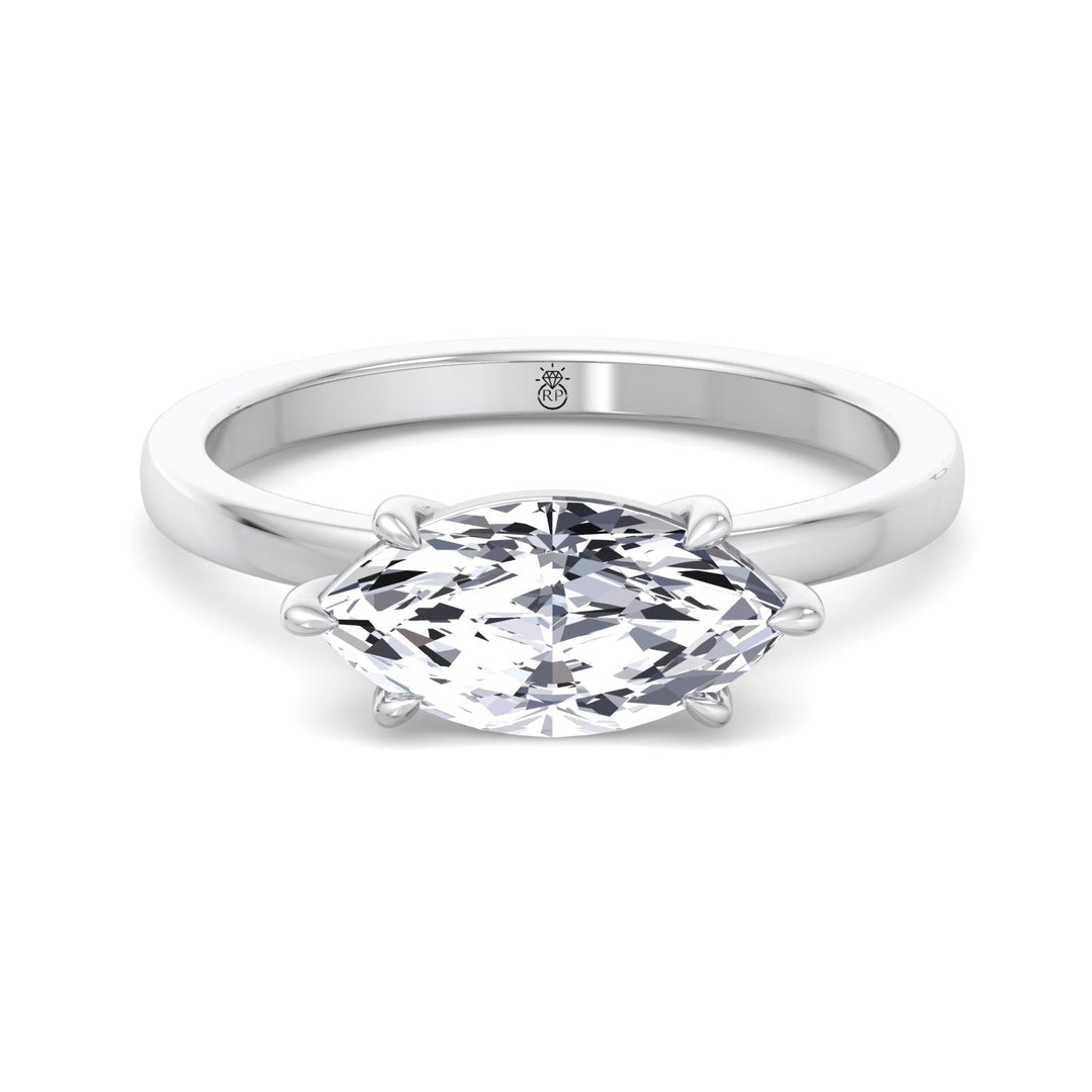 Marquise Cut East West Solitaire Engagement Ring