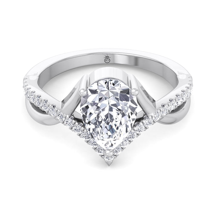 Pear Shape Engagement Ring With Twisted Pavé Band