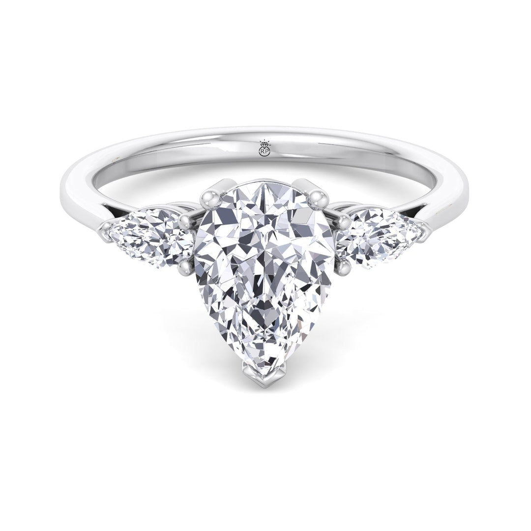 Pear Shape   Engagement Ring With Pear Sidestones