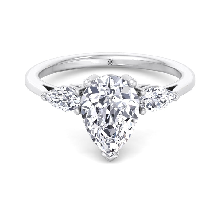 Pear Shape   Engagement Ring With Pear Sidestones