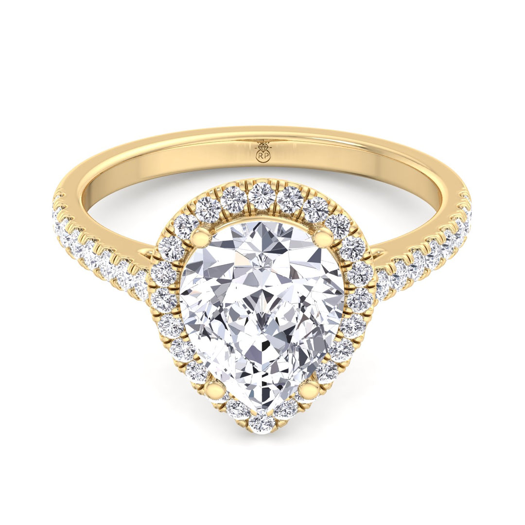Pear Shape Halo   Engagement Ring with Sidestones