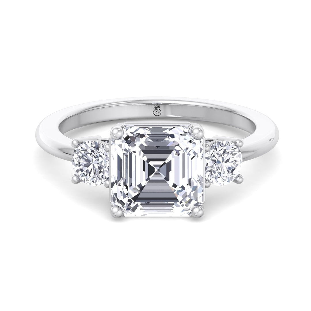 Asscher Cut Engagement Ring With Round Sidestones