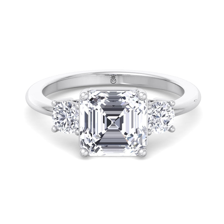 Asscher Cut Engagement Ring With Round Sidestones